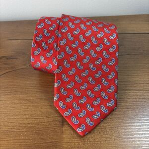 Robert Talbott Men's Tie Red Paisley 100% Silk Hand Sewn USA Classic